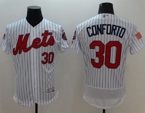 Mets #30 Michael Conforto White(Blue Strip) Fashion Stars & Stripes Flexbase Authentic Stitched MLB Jersey